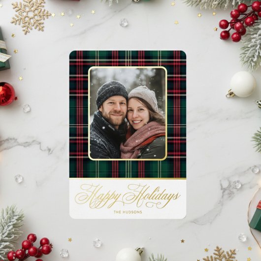 Carte De Vœux En Aluminium Photo Rustique Plaid Noël