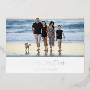 Carte De Vœux En Aluminium Photo Silver Gold Rose Gold Foil Noël