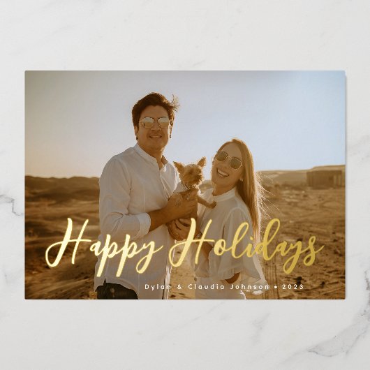 Carte De Vœux En Aluminium Photo Simplement Scriptée (Recto)