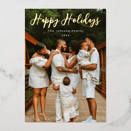 Carte De Vœux En Aluminium Photo Simplement Scriptée (Recto)