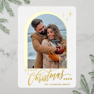 Carte De Vœux En Aluminium PHOTO Simply Elegant Sparkle Christmas Gold