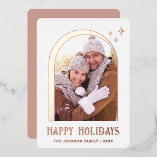 Carte De Vœux En Aluminium PHOTO Simply Elegant Sparkle Christmas Rose Gold