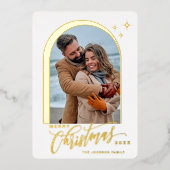 Carte De Vœux En Aluminium PHOTO Simply Elegant Sparkle Christmas Rose Gold (Recto)