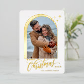 Carte De Vœux En Aluminium PHOTO Simply Elegant Sparkle Christmas Rose Gold (Debout devant)