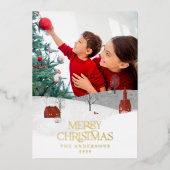 Carte De Vœux En Aluminium Photo traditionnelle élégante rustique hiver neige (Recto)