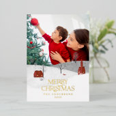 Carte De Vœux En Aluminium Photo traditionnelle élégante rustique hiver neige (Debout devant)