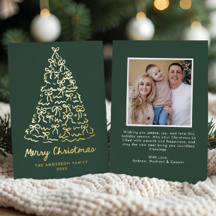 Carte De Vœux En Aluminium Photographie verte de l'arbre de Noël Whimsical Bo