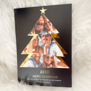 Carte De Vœux En Aluminium Photos Triangles abstraites modernes arbre de Noël