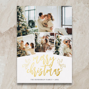 Carte De Vœux En Aluminium Pinceau Joyeux Noël Script 5 Photo