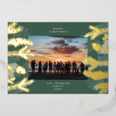 Carte De Vœux En Aluminium Pine d'or Joyeux Noël Emerald Photo (Recto)