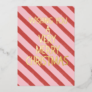 Carte De Vœux En Aluminium Pink and Red Foil Holiday Card