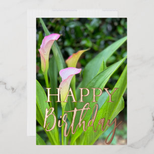Carte De Vœux En Aluminium Pink Calla Lillies Joyeux anniversaire