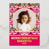 Carte De Vœux En Aluminium Pink Christmas Nutcracker Ballerina Enfants Photo (Recto)