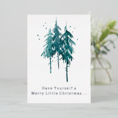 Carte De Vœux En Aluminium Pins bleu-vert simple Noël (Debout devant)