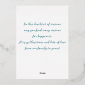 Carte De Vœux En Aluminium Pins bleu-vert simple Noël (Verso)