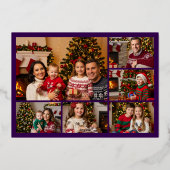 Carte De Vœux En Aluminium Pins et Joyeux Noël en violet, or (Verso)