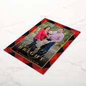 Carte De Vœux En Aluminium Plaid Christmas Photo Gold (Rotation)