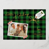 Carte De Vœux En Aluminium Plaid Enveloppé Noël Présenté Avec Photo Réel (Recto)