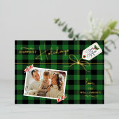 Carte De Vœux En Aluminium Plaid Enveloppé Noël Présenté Avec Photo Réel (Debout devant)