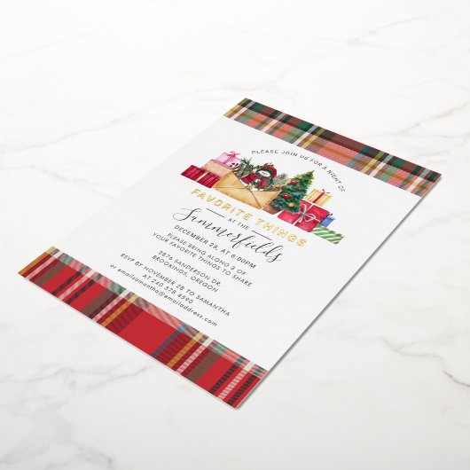 Carte De Vœux En Aluminium Plaid Favori Things Noël Party Gold (Rotation)