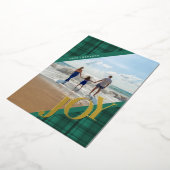 Carte De Vœux En Aluminium Plaid JOY Diagonal Turquoise Véritable (Rotation)