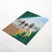 Carte De Vœux En Aluminium Plaid JOY Turquoise Diagonal Véritable (Rotation)