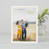 Carte De Vœux En Aluminium Plaid LOVE Script minimal réel (Debout devant)