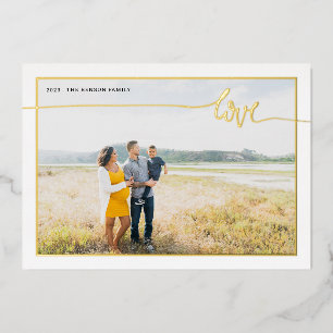 Carte De Vœux En Aluminium Plaid LOVE Script Minimal Réel