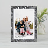 Carte De Vœux En Aluminium Plaid minimal une photo gris vertical réel (Debout devant)