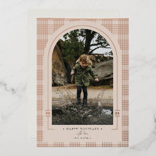 Carte De Vœux En Aluminium Plaid moderne Dusty Rose & Rose Gold