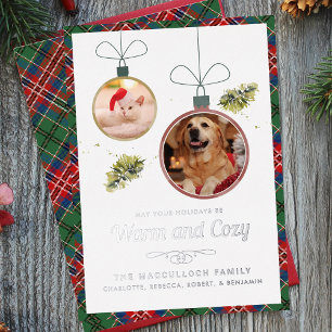 Carte De Vœux En Aluminium Plaid Photos pour animaux de compagnie Noël MacCul