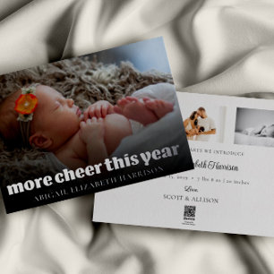 Carte De Vœux En Aluminium Plus de joie cette année Nouveau bébé photo Silver