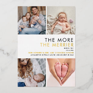 Carte De Vœux En Aluminium Plus de la photo Merrier Noël Naissance Or