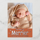 Carte De Vœux En Aluminium Plus le Faire-part de naissance photo Merrier est (Recto)