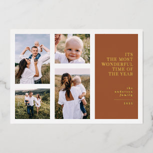 Carte De Vœux En Aluminium Plus merveilleux temps noël multi photo announs