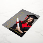Carte De Vœux En Aluminium Police Or moderne | Photo Graduation Party (Rotation)