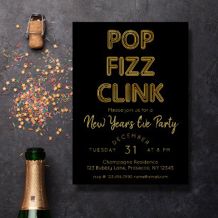 Carte De Vœux En Aluminium Pop Fizz Clink fête du Nouvel An