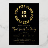 Carte De Vœux En Aluminium Pop Fizz Clink fête du Nouvel An (Recto)