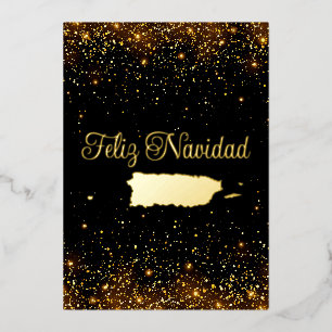 Carte De Vœux En Aluminium Porto Rico Map Feliz Navidad Parties scintillant N