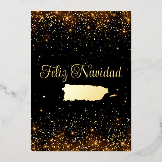 Carte De Vœux En Aluminium Porto Rico Map Feliz Navidad Parties scintillant N (Recto)