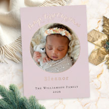 Premier Noël de bébé Photo personnalisée Joli rose