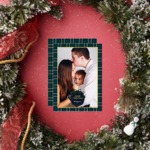 Carte De Vœux En Aluminium Prépa Carreaux de Noël Photo en Or Feuille métalli