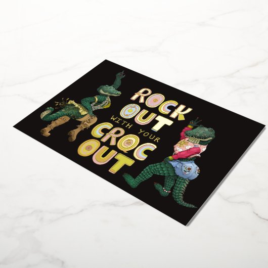 Carte De Vœux En Aluminium Punais de crocodile drôle Faites du rock avec votr (Rotation)