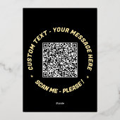 Carte De Vœux En Aluminium QR Code Scan Info Custom Text Foil Grey Card (Verso)