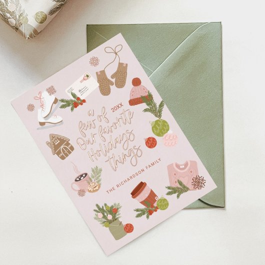 Carte De Vœux En Aluminium Quelques-unes de nos choses préférées de Noël rose