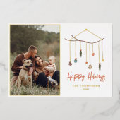 Carte De Vœux En Aluminium Real Foil Boho Christmas Tree Branch Photo Holiday (Recto)