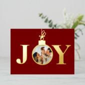 Carte De Vœux En Aluminium Real Foil Joy Photo Ornament 4 Photos & Message (Debout devant)
