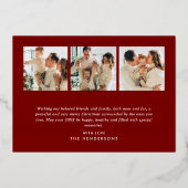 Carte De Vœux En Aluminium Real Foil Joy Photo Ornament 4 Photos & Message (Verso)