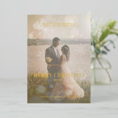 Carte De Vœux En Aluminium Real Golden Custom Photo Fancy Snowflake (Debout devant)