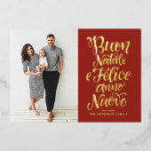 Carte De Vœux En Aluminium Red Buon Natale Calligraphie (Recto)